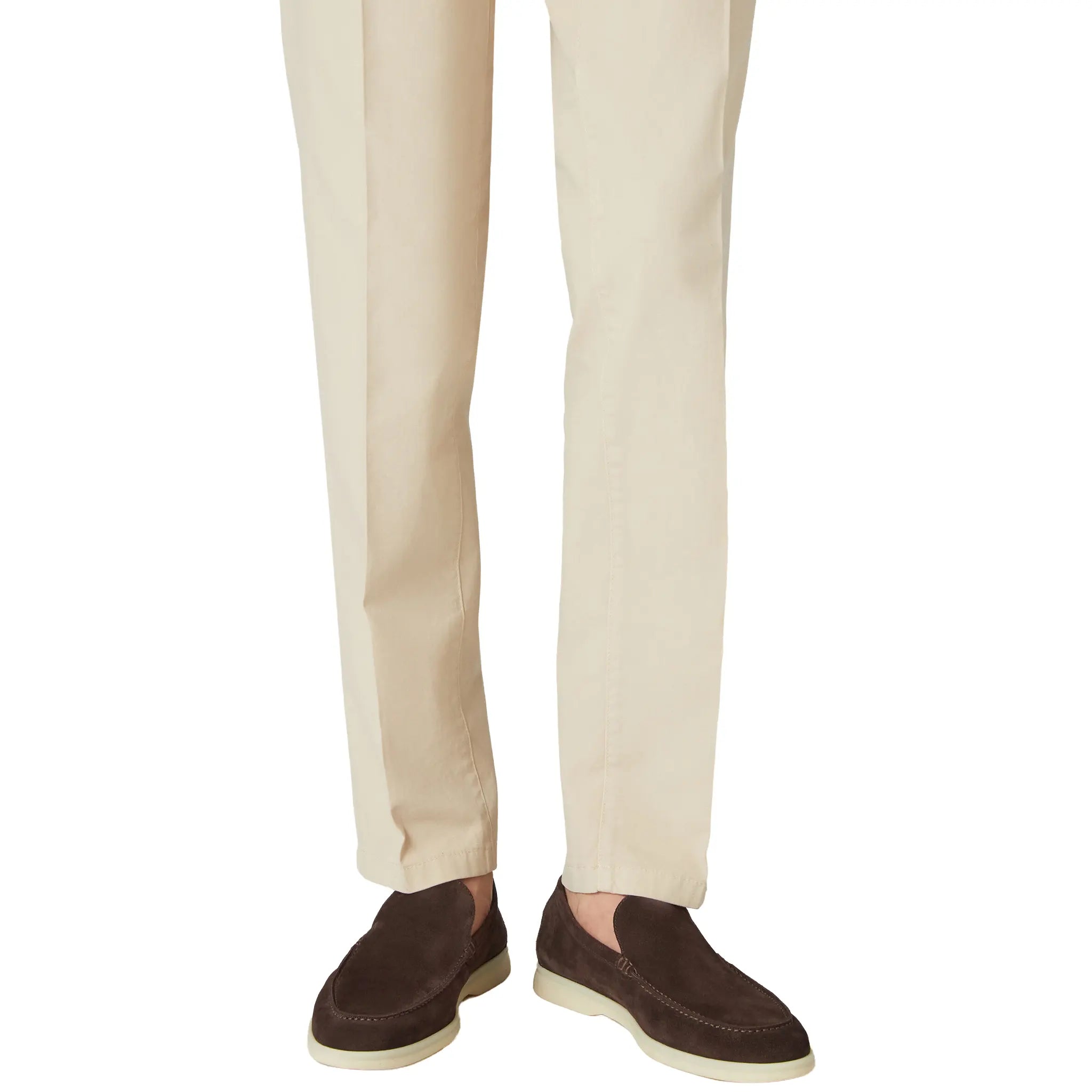 Model Wear View of Loro Piana Summer Walk Suede Chocolate Loafers FAE8124